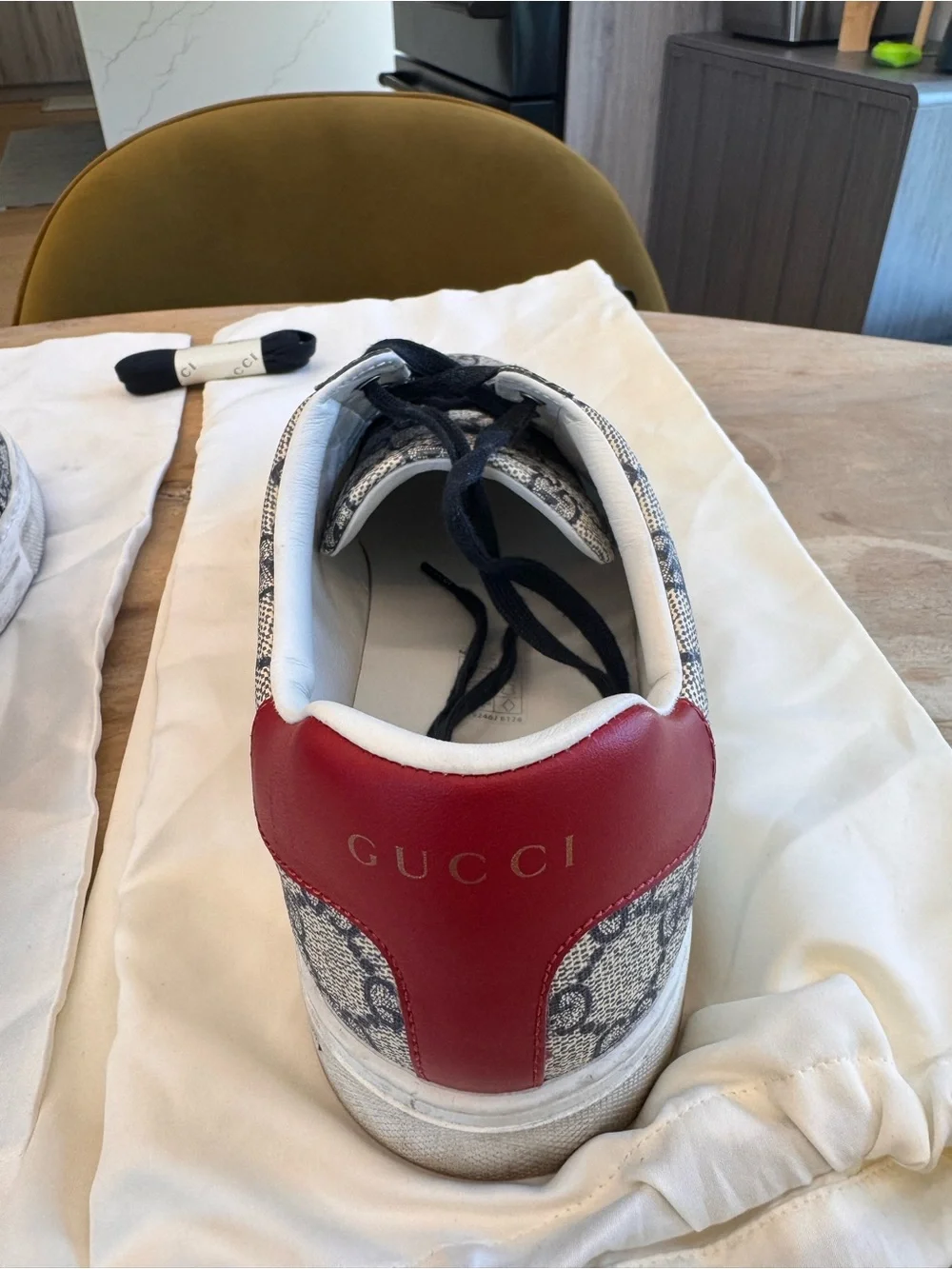 Gucci Men’s Ace GG Canvas Sneaker — Blue & Red Stripe (Gucci 7.5 - US 8.5-9)